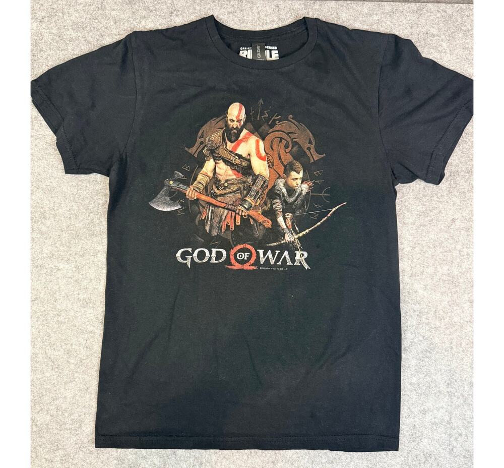 God of War Kratos Atreus 2018 Ripple Junction Black Graphic T-Shirt Small